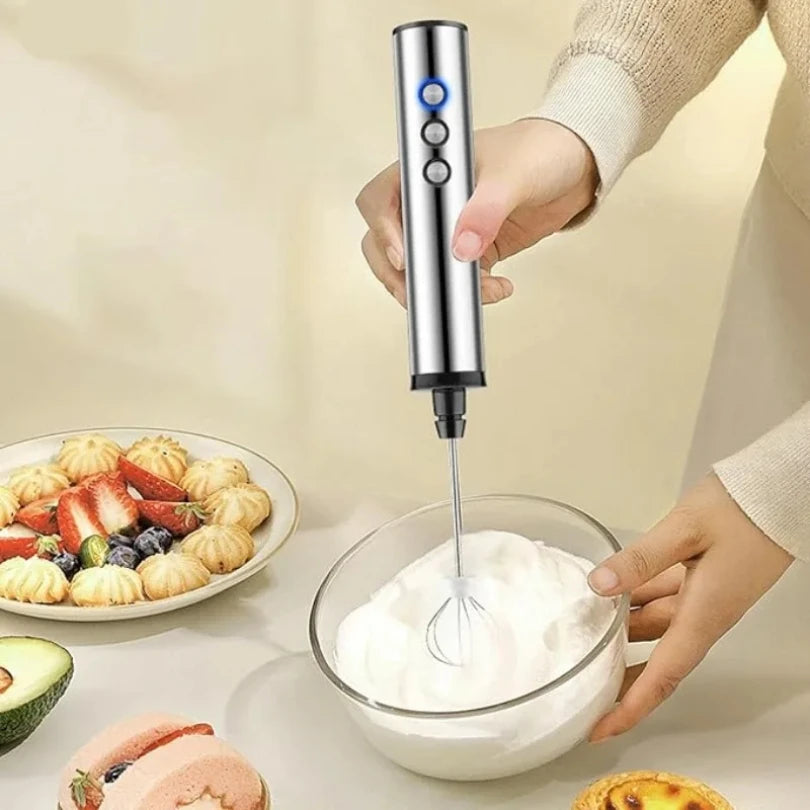3 in 1 Electric Handheld Milk Frother 3 Adjustable Speeds Mini Hand Mixer Detachable Stainless Steel Whisk Home Kitchen Use Tool
