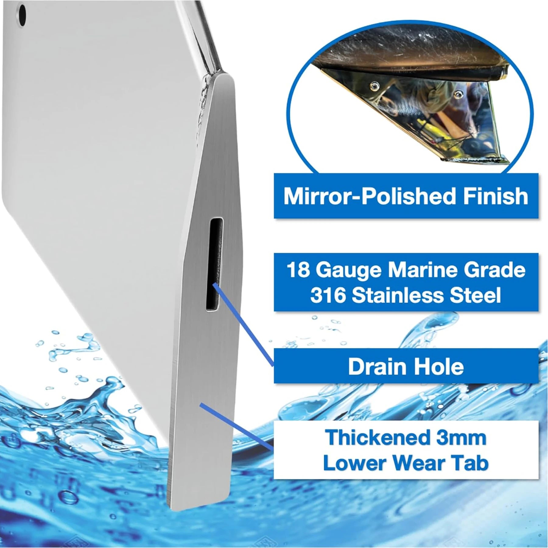 Marine Skeg Protector Guard 27051 for Mercury Mariner Mercruiser Bravo 1 3 1990-Present Stainless Steel Wear Tab