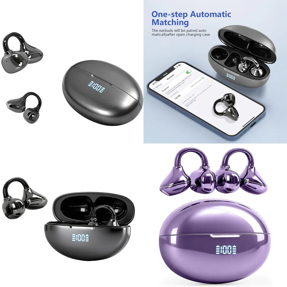 Stereo Wireless Earbuds Clear Calls BT 5.4 OWS Earphone with LED Display Comfort Fit Headphone for Business Travel New Products