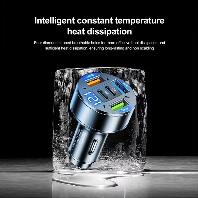 100W 5-in-1 PD QC3.0 Car Charger Fast Charging USB C  A fast charging adapter suitable smartphones and tablets portable charger
