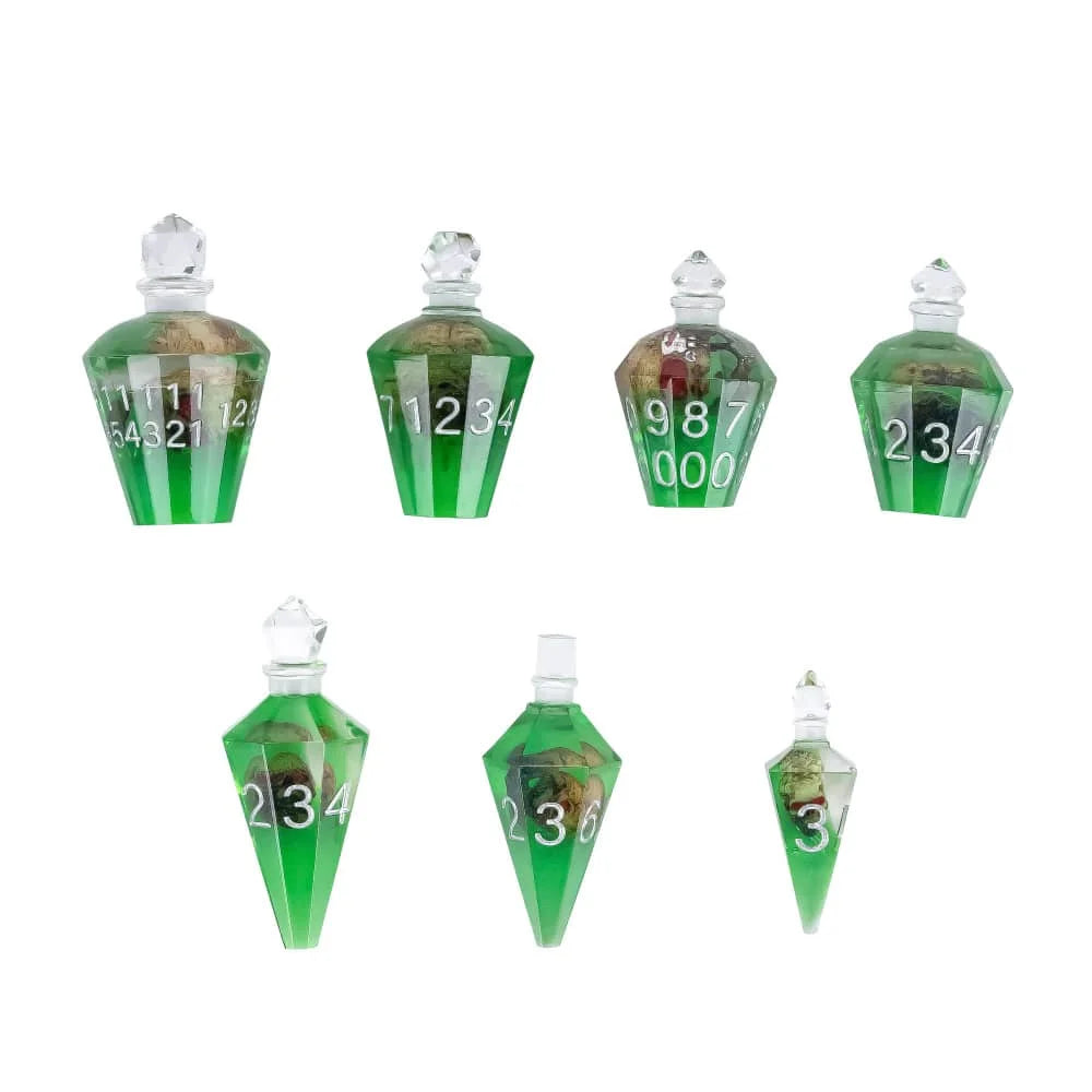7 Potion Bottles Sharp Edges Dice DND New Style Polyhedral Dice Set Handcrafted D4-D20 for Role Playing Game Board Games TRPG