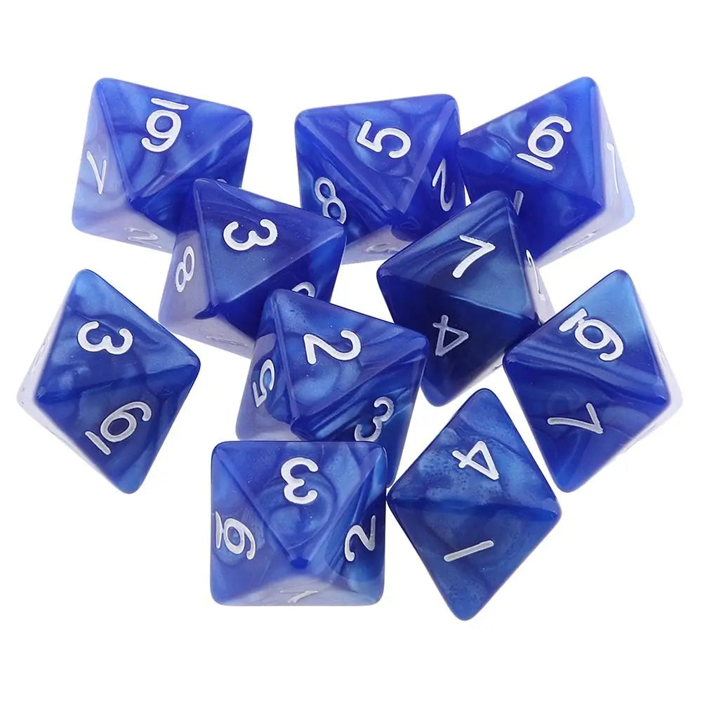 10Pcs/set D8 16mm Digital Dice Set 8 Sided Acrylic Table Game Opaque Polyhedral Dices for DND Dice Tabletop Role-Playing Game