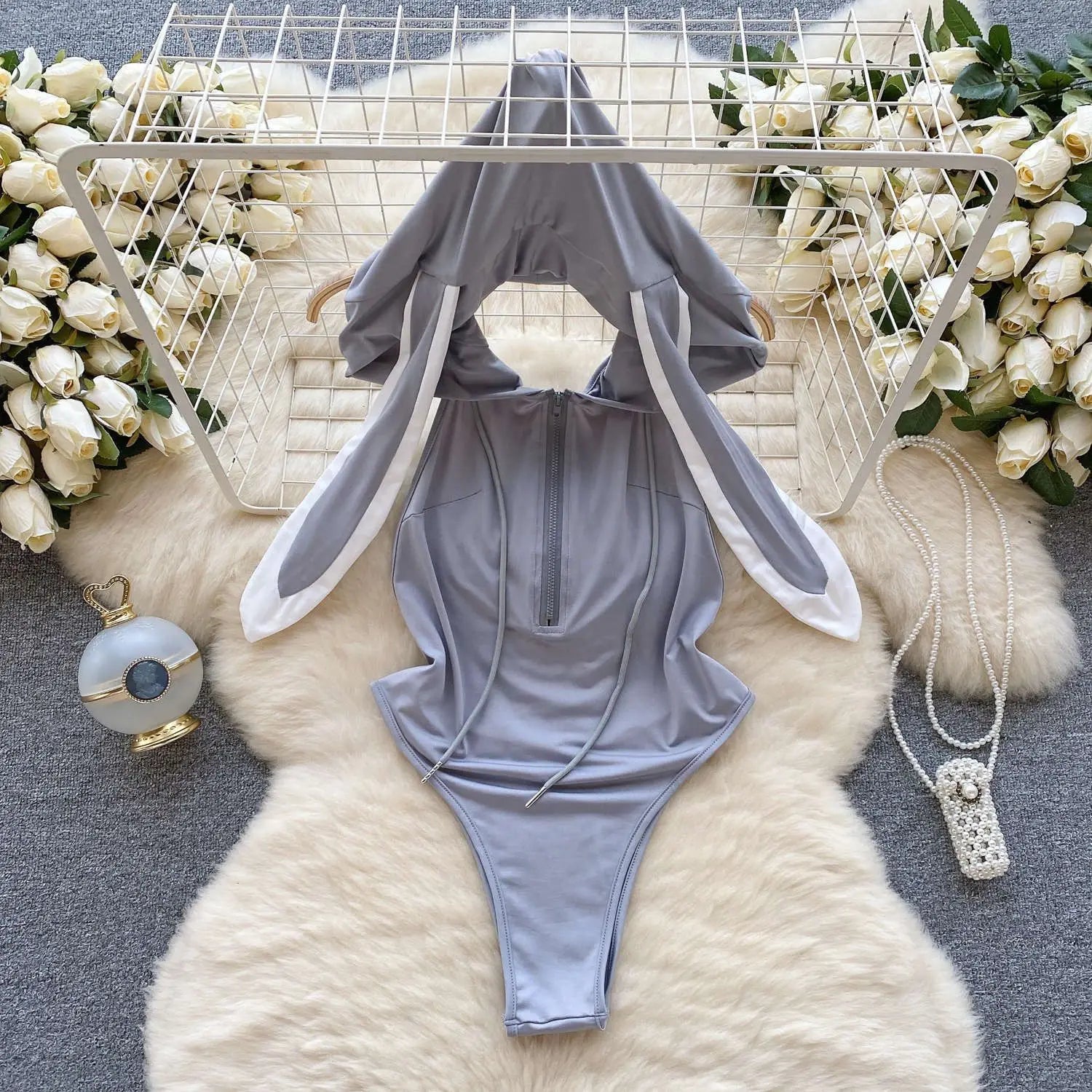 Sweet Bunny Lingerie Set Women Sexy Soft Plush Cute Bowknot Sweet Nightgowns Christmas Rabbit New