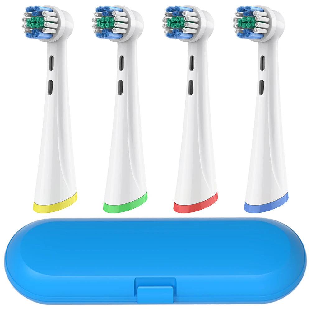 Toothbrush Travel Container & Rotating Replacement Brush Heads Compatible with Oral B iO 2/3/4/5/6/7/8/9/10 Electric Toothbrush