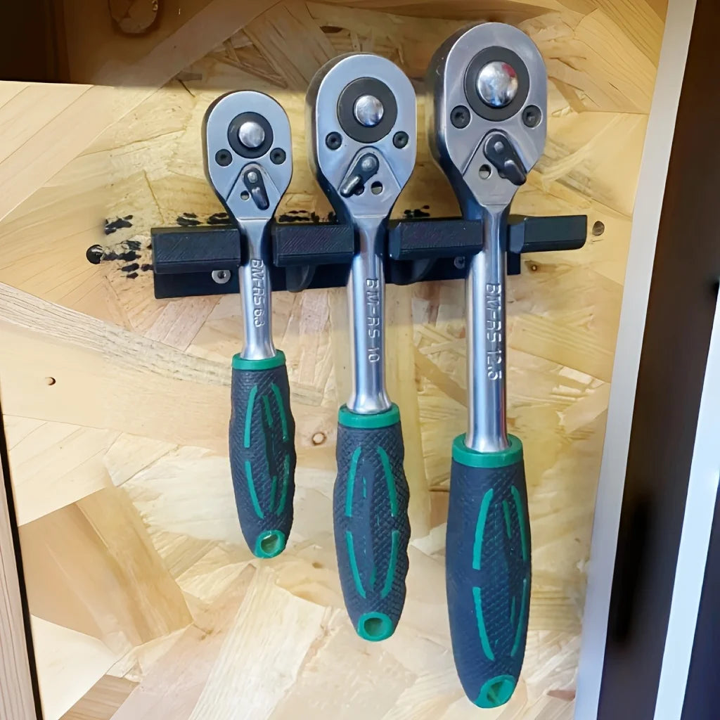 Ratchet Wrench Storage Rack, Ratchet Wrench Tool Organizer / Wall-Mounted Rack / Convenient to Access (Without Screws)