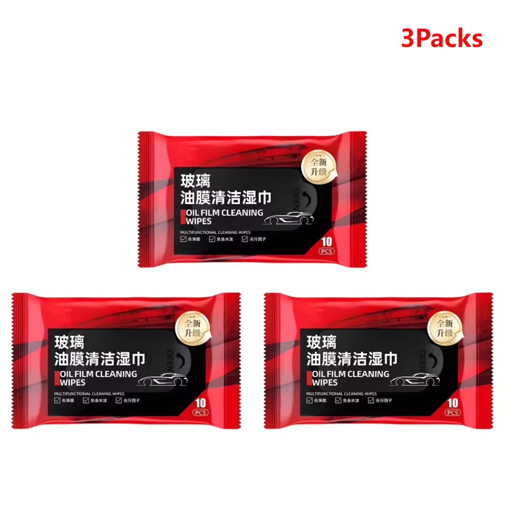 10Pcs Car Glass Oil Film Removal Wipes Car Window Glass Oil Film Remover Oil Film Cleaning Wipes Glass Windshield Cleaning Wipes