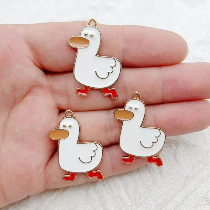 10pcs cartoon cute refueling duck drip oil alloy pendant DIY handmade earrings keychain accessories materials