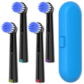 Portable Toothbrush Protective Travel Box and 4pcs Ultra Soft Replacement Brush Heads Compatible with Oral B Electric Toothbrush