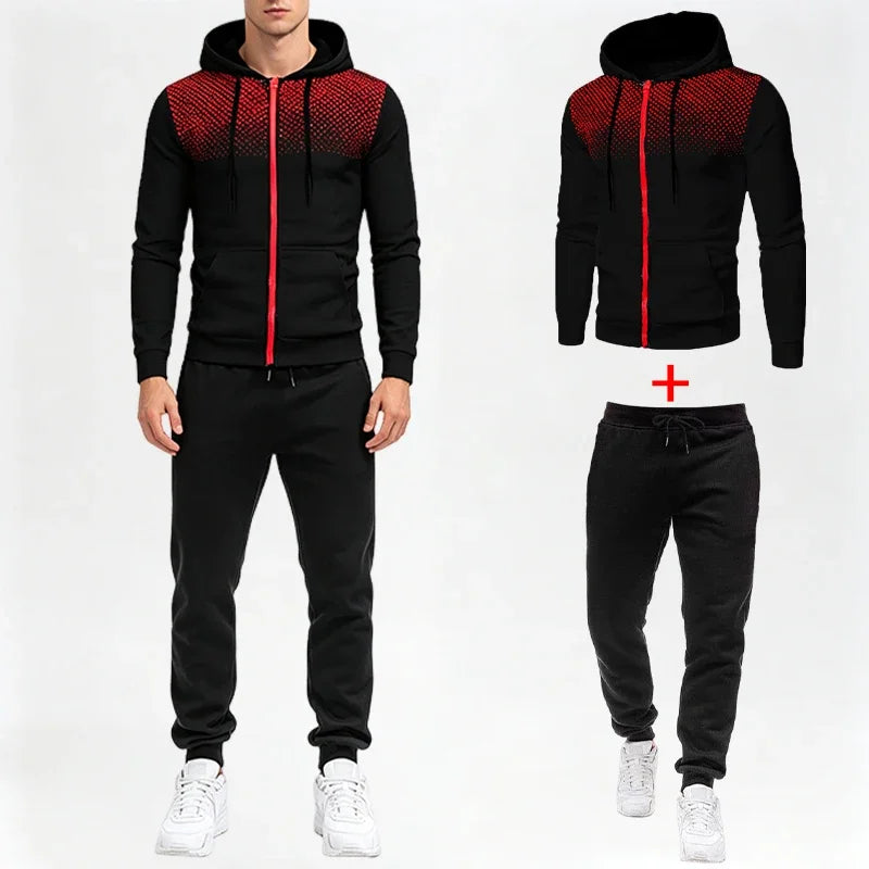 Men's Set/Coat/Pants 2026 Fashion Tracksuit Zipper Hooded Coat & Sweatpants Autumn Winter Daily Casual Sports Jogging Sportswear