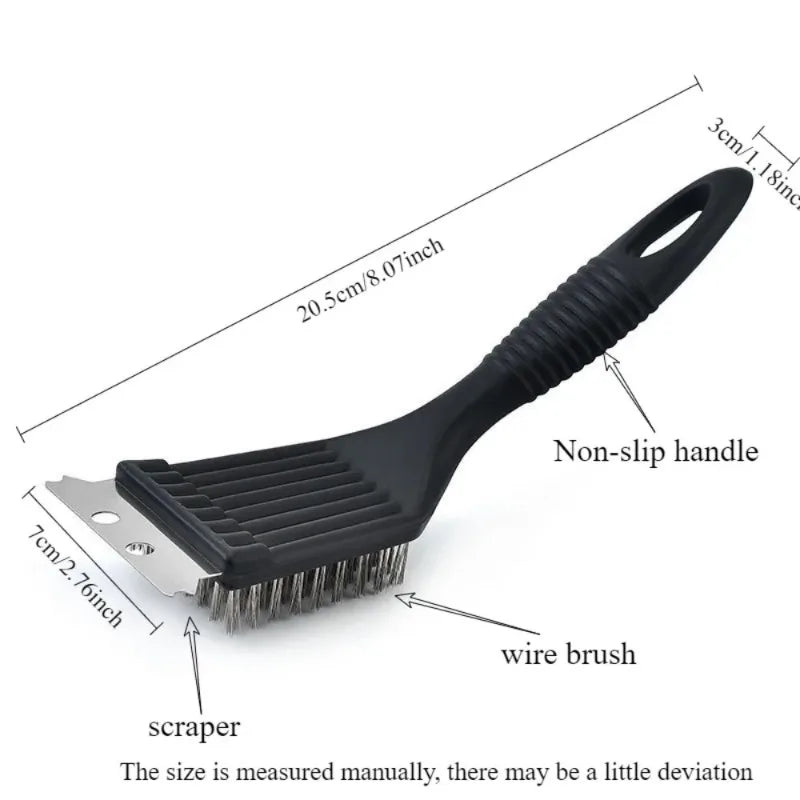 8-Inch Heavy-Duty Stainless Steel Grill Brush - Extra Strong Wire Cleaning Brush for Outdoor & Home Cooking Tools