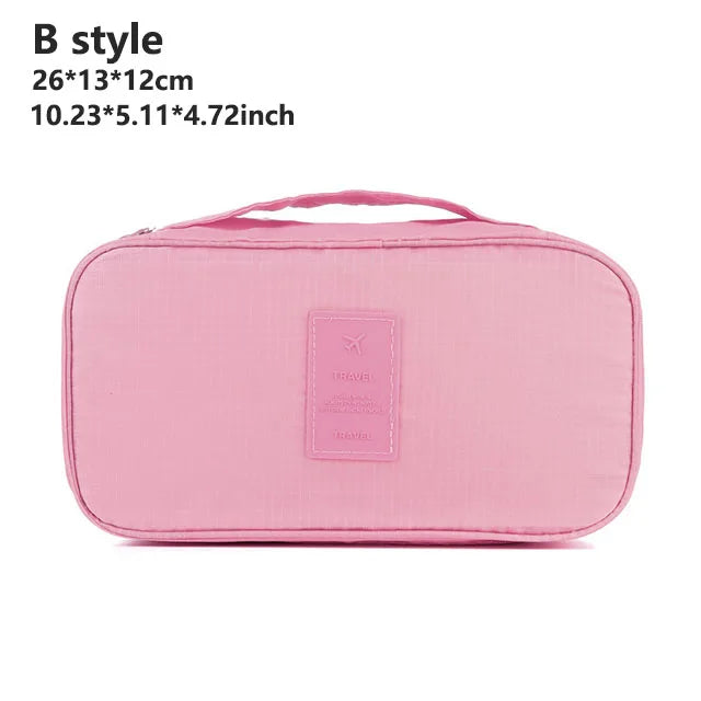 Women's Portable Multi-Layer Travel Lingerie Storage Bag Underwear Organizer Waterproof Divided Pouch for Socks & Bras Trip Case