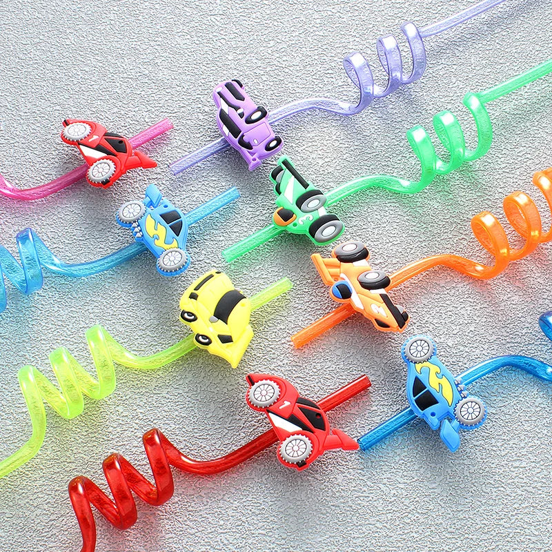 8pcs car shaped straws, reusable drinking milk, birthday theme party straws wedding cocktail bar party straws