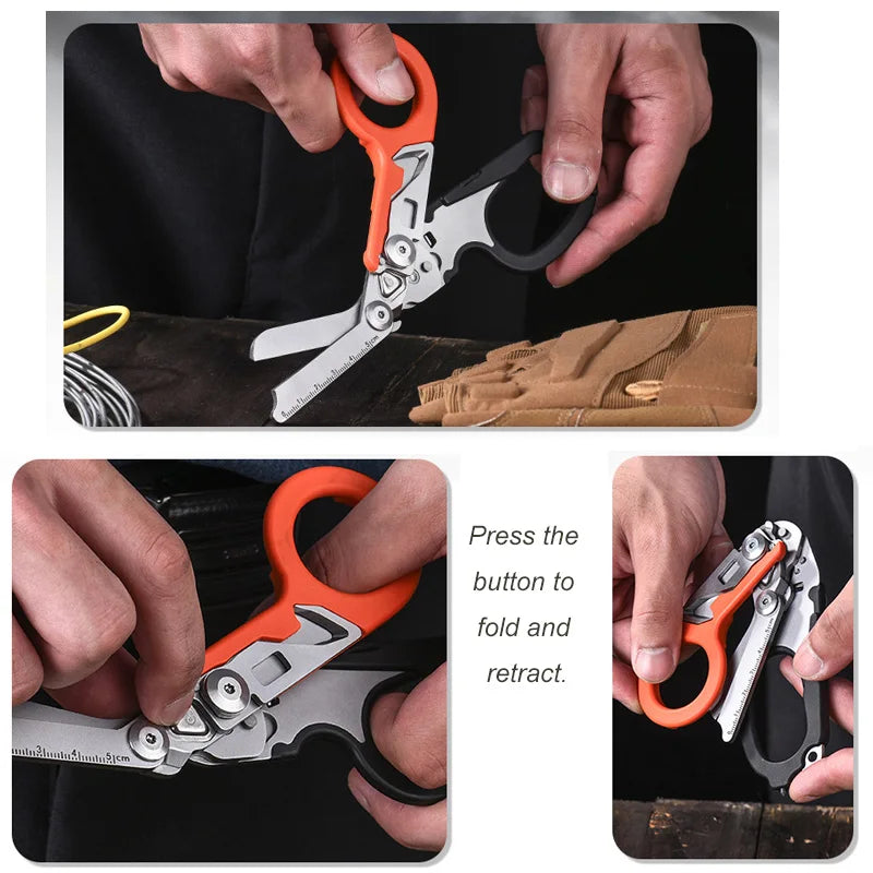 6-in-1 Tactical Emergency Shears Foldable First Aid Scissor Outdoor Survival EDC Rescue Tools Leatherman Raptors For Hiking Camp