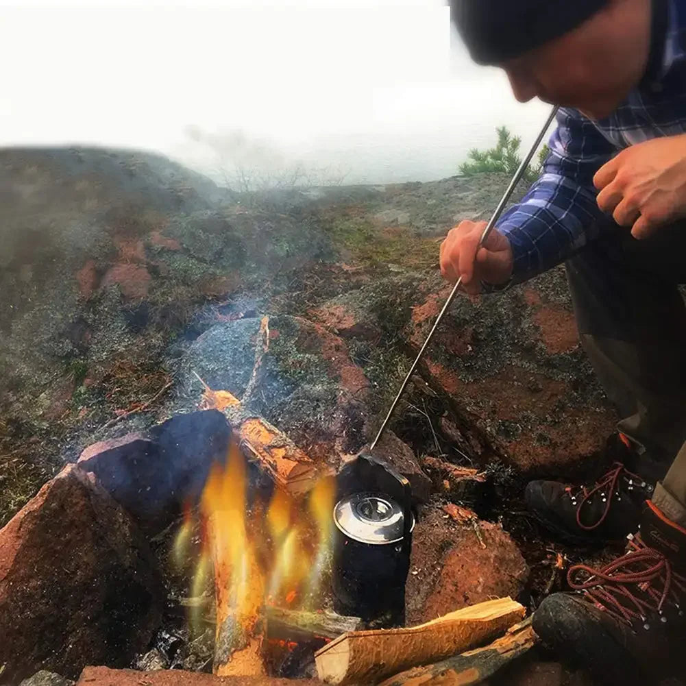 Fire Blow Pipe Telescopic Camping Blow Fire Tube Blower Stainless Steel Pipe Campfire Tool for Outdoor Picnic BBQ Fireplace