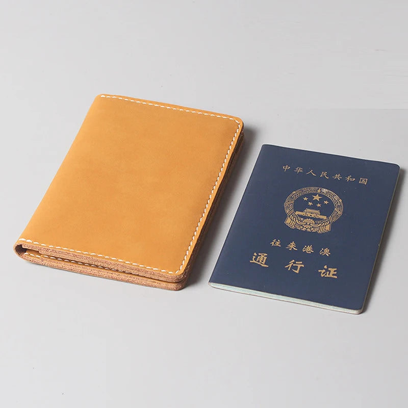 Vintage Leather Passport Cover Holder - RFID Blocking Travel Wallet with Card Slots & ID Pocket, Cowhide Air Ticket Case for Men
