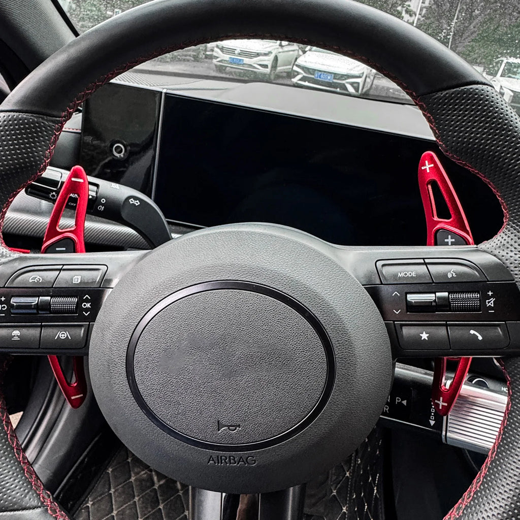 For Hyundai Kona 2024 Shift Paddles steering wheel Aluminum Alloy Shifter Extension Decorated Red Silver Interior