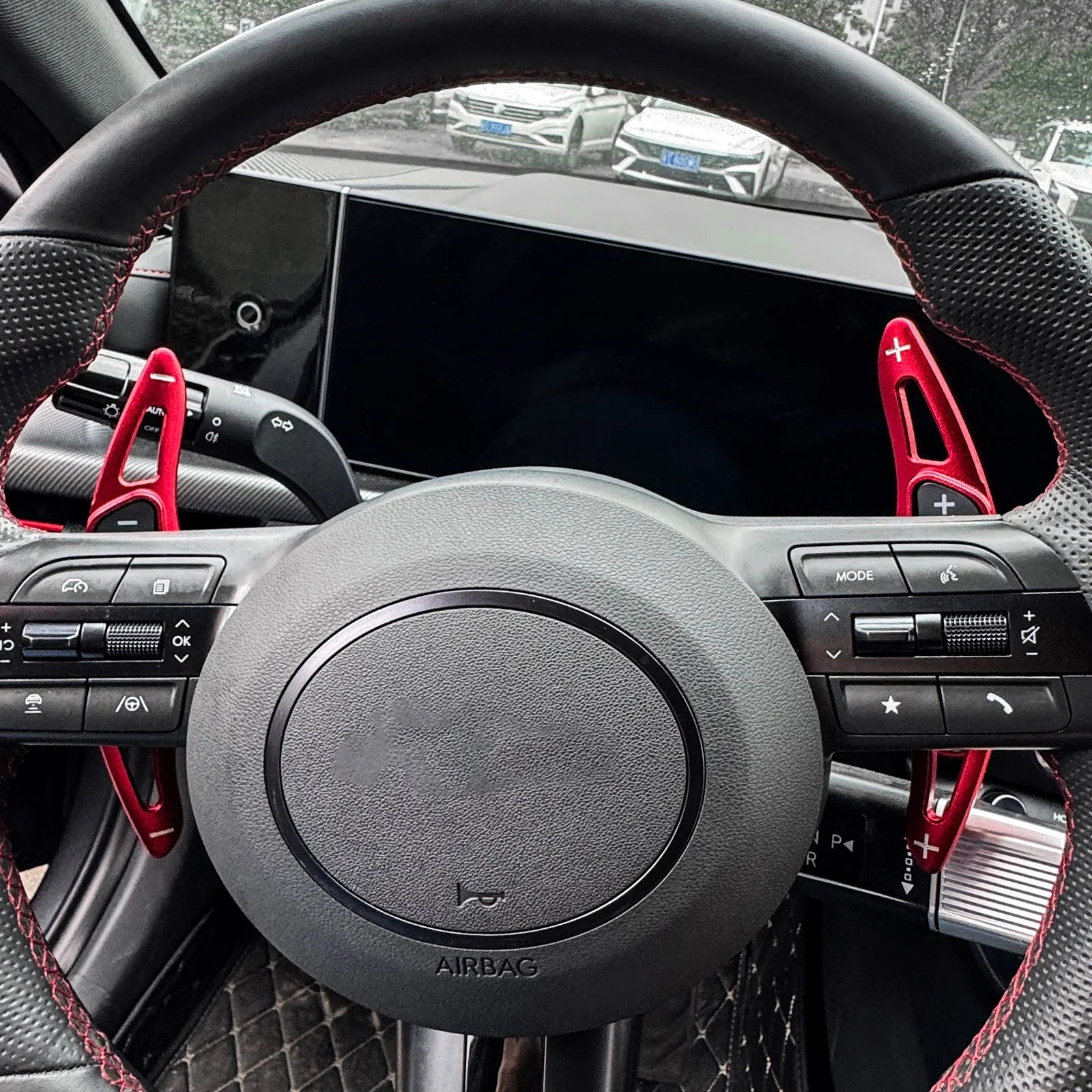For Hyundai Kona 2024 Shift Paddles steering wheel Aluminum Alloy Shifter Extension Decorated Red Silver Interior