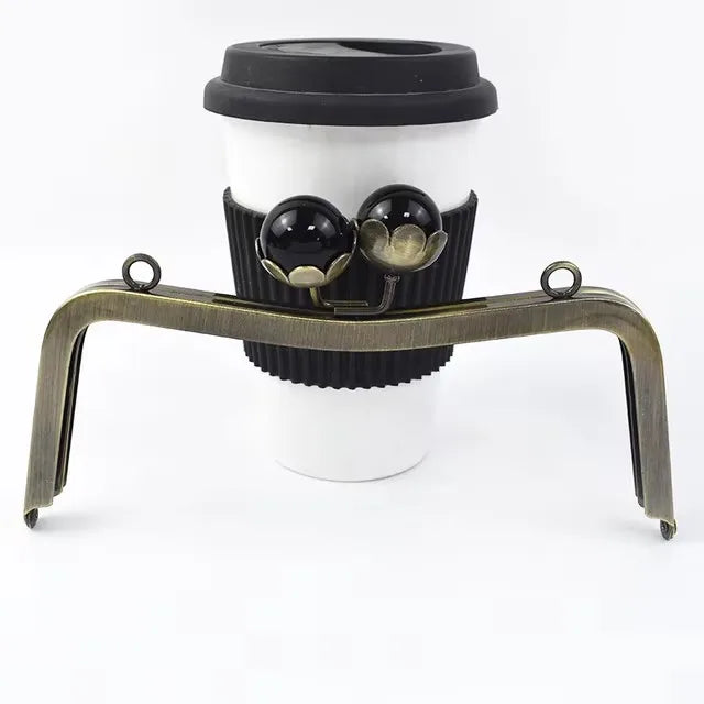 1/2/3Pcs 20cm Metal Bag Handle Retro Pearl Kiss Clasp Lock Buckle Purse Frame DIY Sewing Handbag Brackets Hardware Accessories