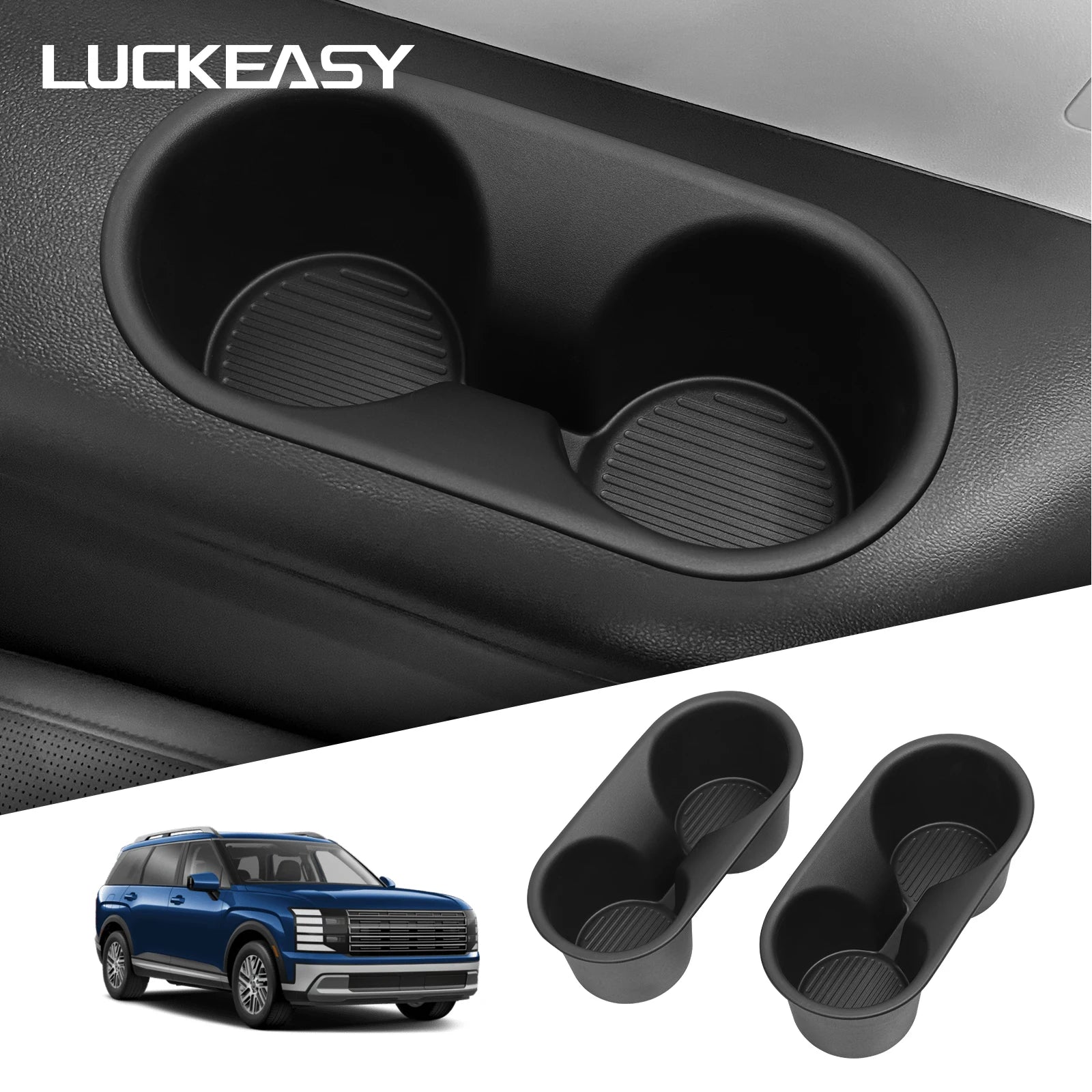 LUCKEASY for Hyundai Palisade 2026 Car Water Cup Holder The Third Row Door Side Drinks Cup Holder Storage Box Accessories 2pcs