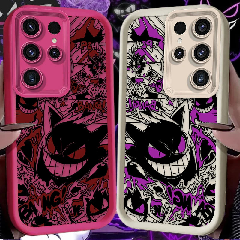 P-Pokemon Gengar Graffiti Phone Case for Samsung Galaxy S24 S25 S23 Ultra S22 S21 Plus FE A36 A56 A26 A16 A06 A15 A25 A35 A55 5G