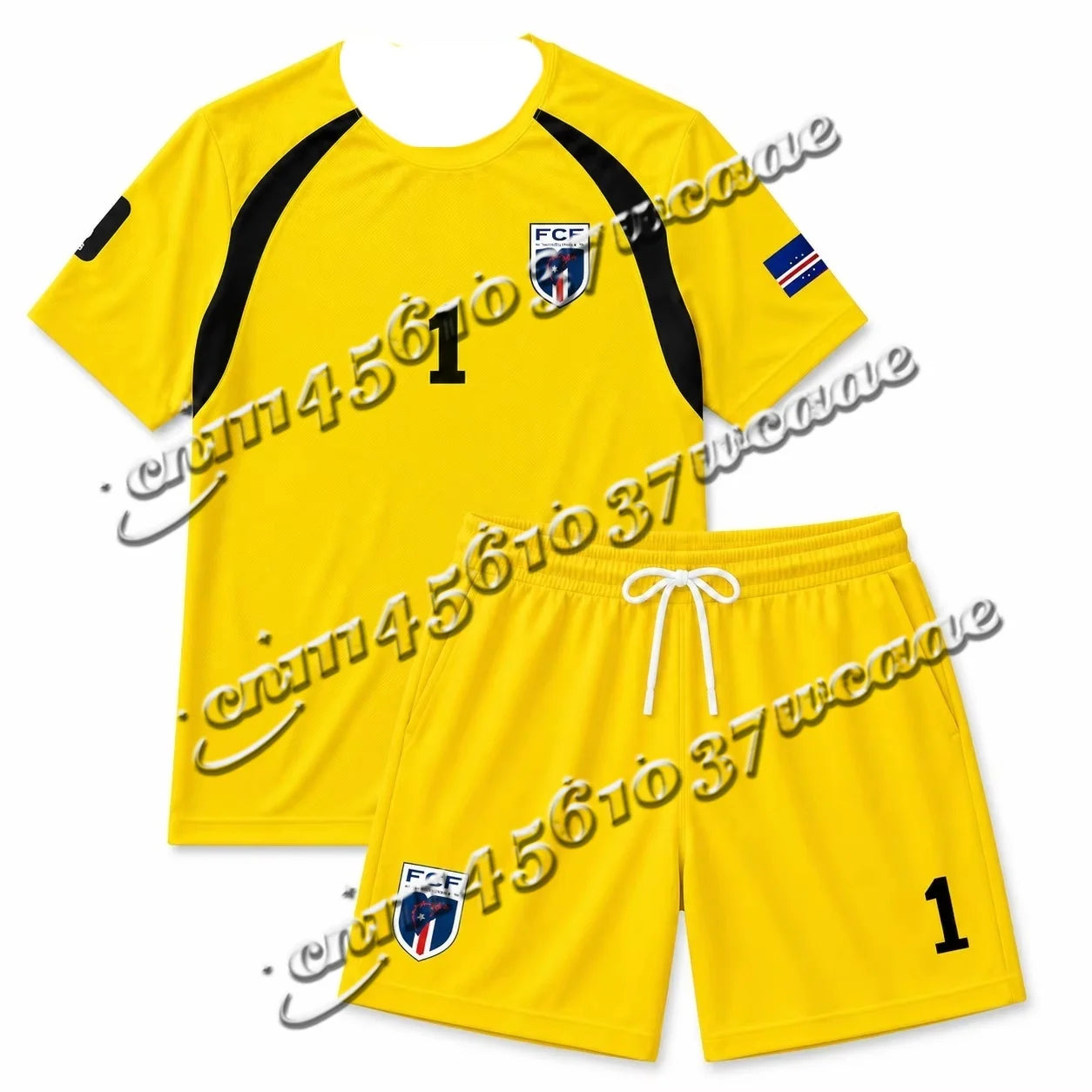 2026 Unisex Cape Verde Vozinha 1  Football Jersey Set  Fan Short Sleeve T-Shirt Shorts 2 Piece Sports Training Summer Uniform