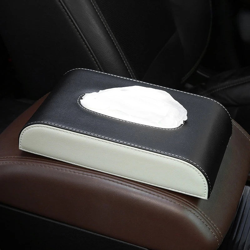 YJANG New Soft Leather Car Sunshade Plate Tissue Box Universal Auto Interior Paper Towel Storage Bag Sun Visor Tissue Boxes
