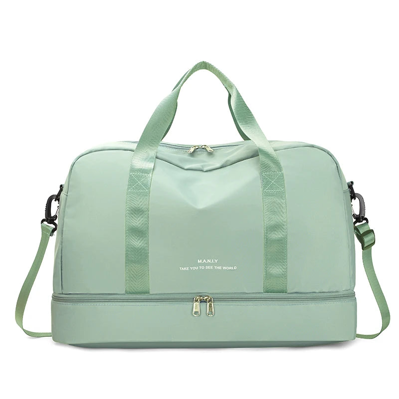 Expandable Travel Duffle Bag for Women, Sports Handbag, Fitness Bag, Large Capacity, One Shoulder Weekend Overnight Bag