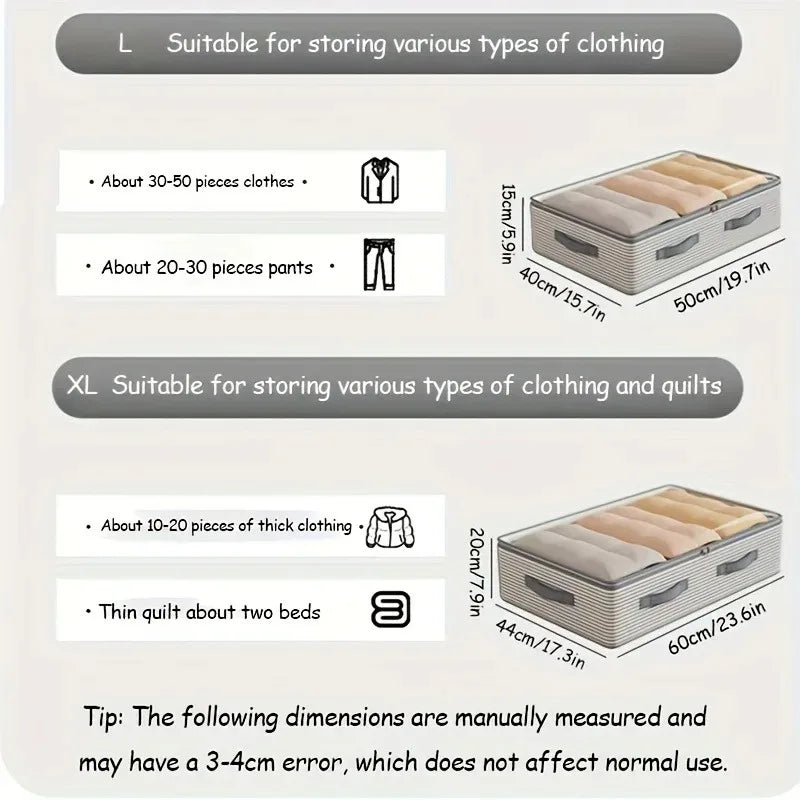 Non-Woven Large Storage Organizer Bag -Heavy-Duty Fabric with Clear Window Multi-Layer Clothing Organizer for Closet Under-Bed