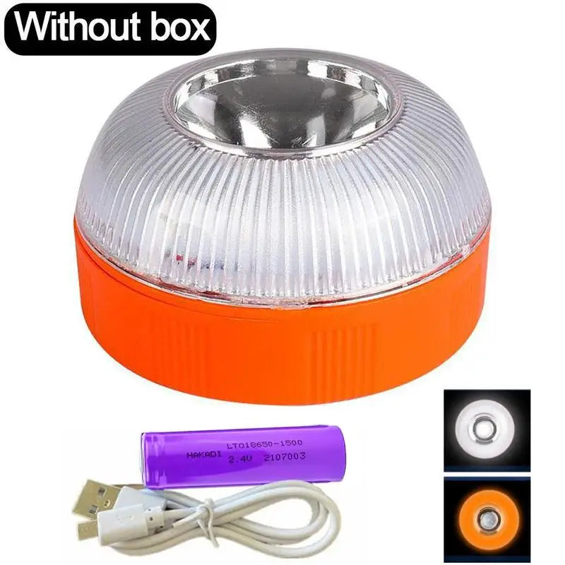 Car Emergency Beacon Light USB Rechargeable V16 Magnetic Induction Strobe Flashing Warning Light Help Flash Safety Signal Lamp