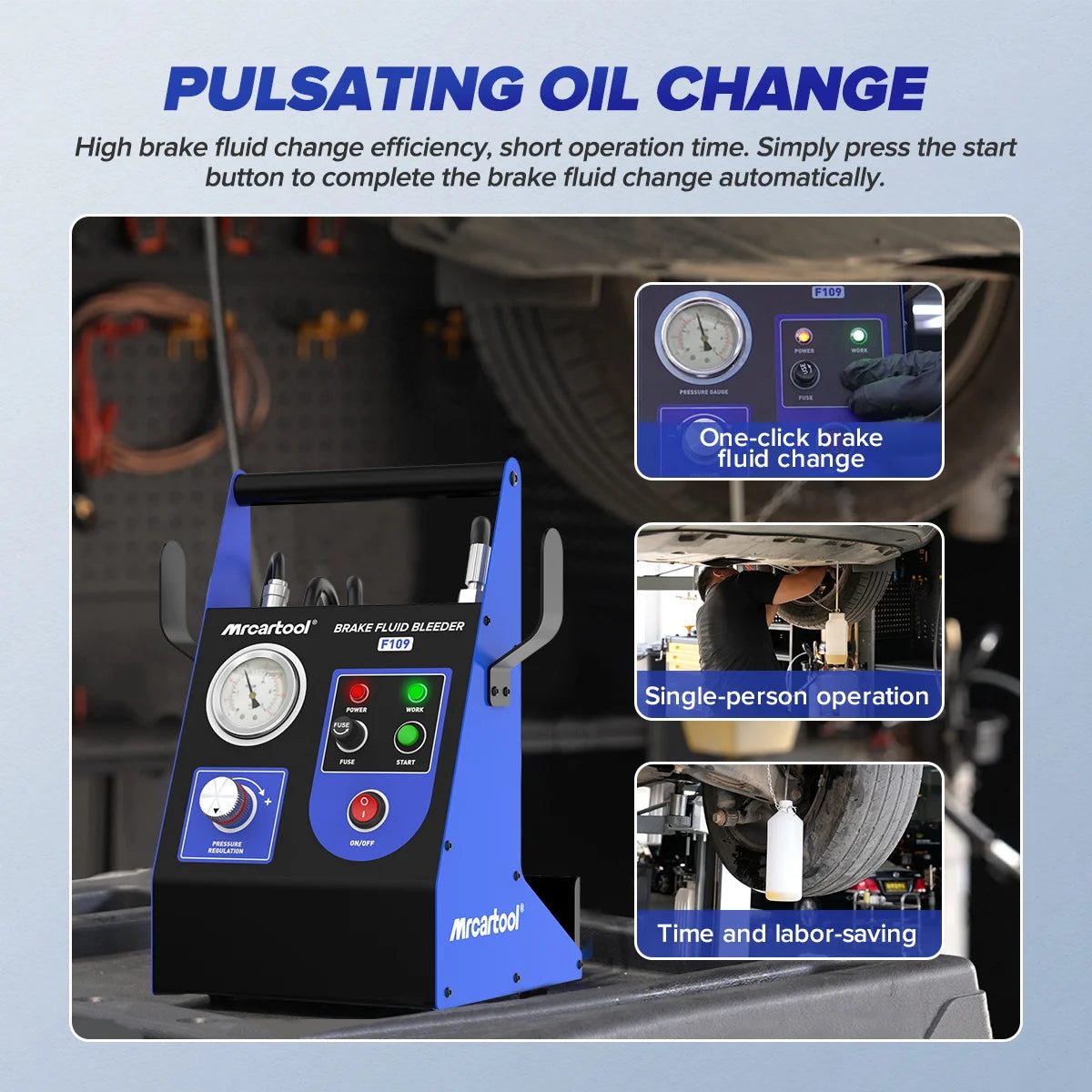 MRCARTOOL F109 Car Brake Oil Filling Changer Extractor Machine Electric Pulse Vacuum Transfer Pump Clean The Pipeline 220V 110V
