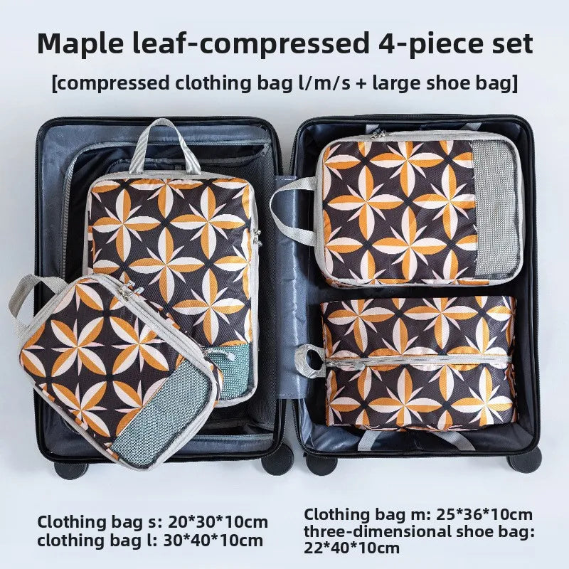 Travel Compression Packing Cubes 4Pcs Luggage Packing Bag Set Compressible & Expandable Storage Bag Essential Travel Accessories