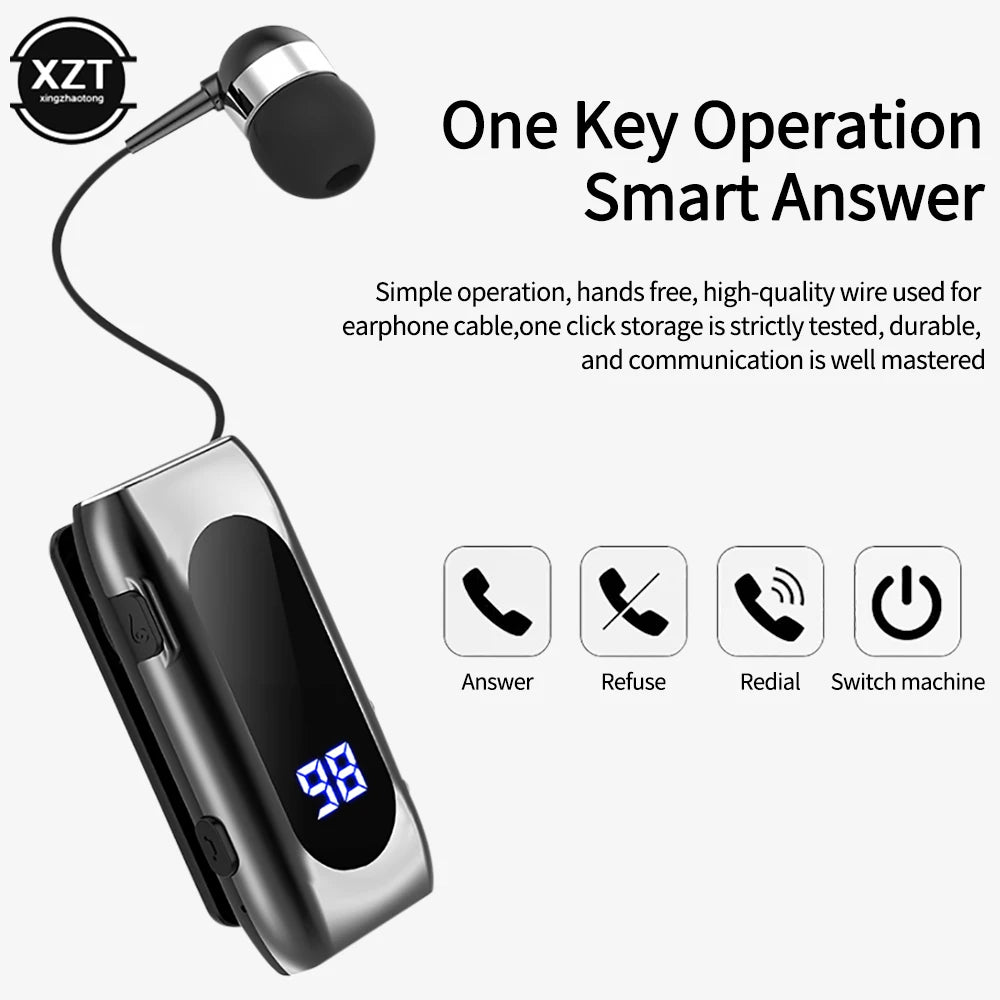 K55 Lavalier Business Bluetooth 5.2 Headphone Talk/music Time 20 Hours,led Digital Display BT5.2 Call Remind Vibration