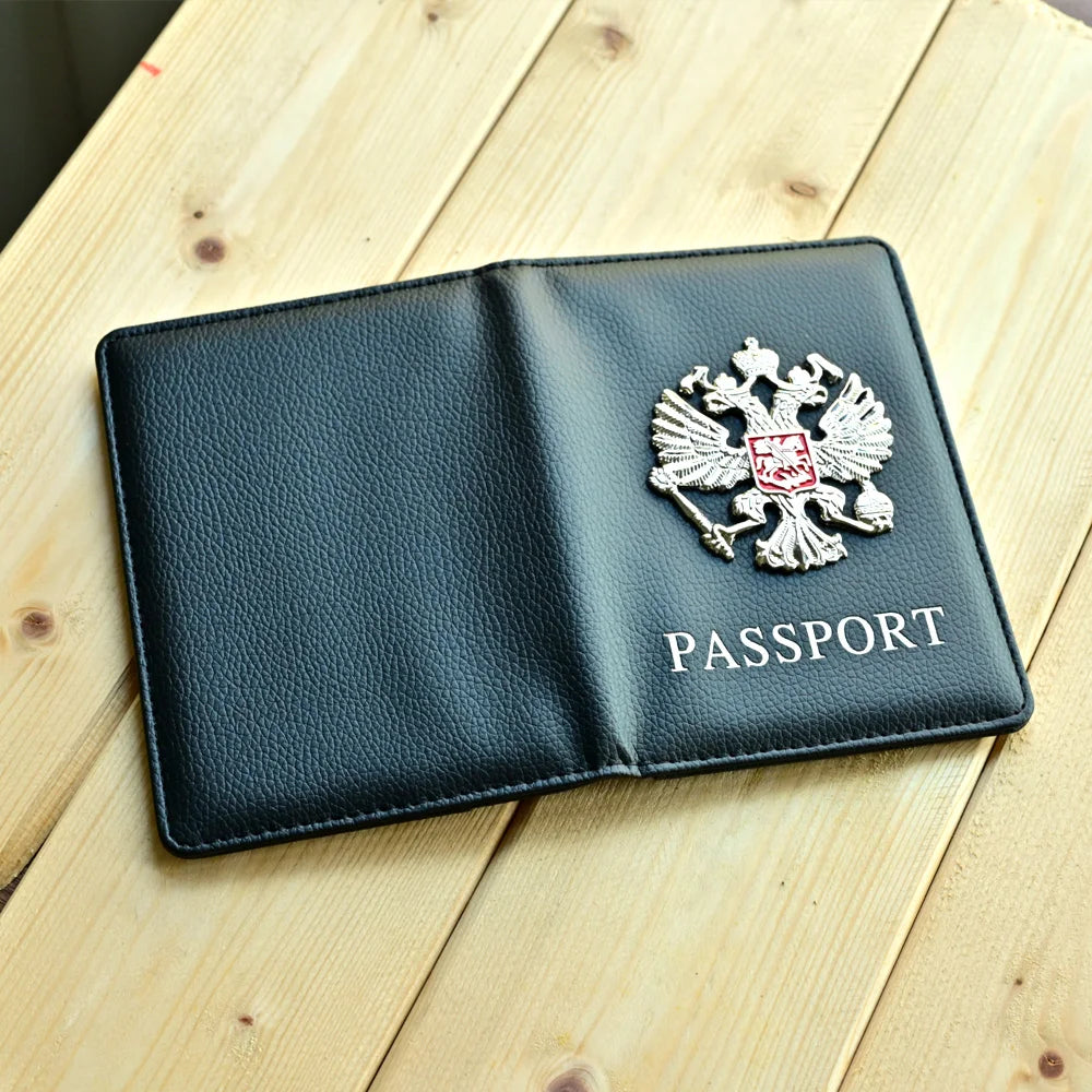 Metal Russian National Emblem Passport Cover Fashion Travel Wallet Passport Bag Travel Document Organizer Passports Clip