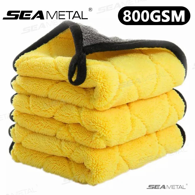 SEAMETAL Thicken 800GSM Car Washing Towel Ultra Soft Scratch-Free Cleaning Towel 2-Sided High Abosorbent Drying Cloth Clean Rag