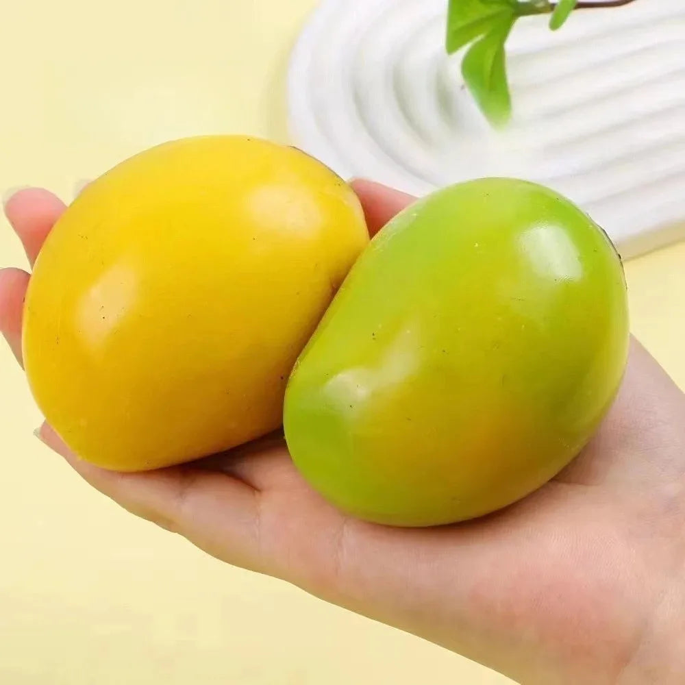 Handmade Crispy Mango Stress Ball Squeeze Toy, Color-Changing Mango Squishy Fidget Ball, ASMR Sensory Stress Relief Toy