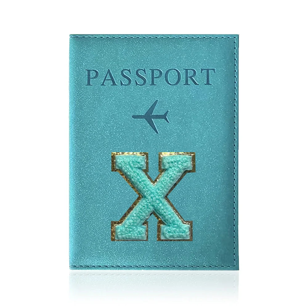 Passports Pouch Passport Protective Cover Green Letter Series Watertproof Passport Case Passports Holder PU ID Card Holders