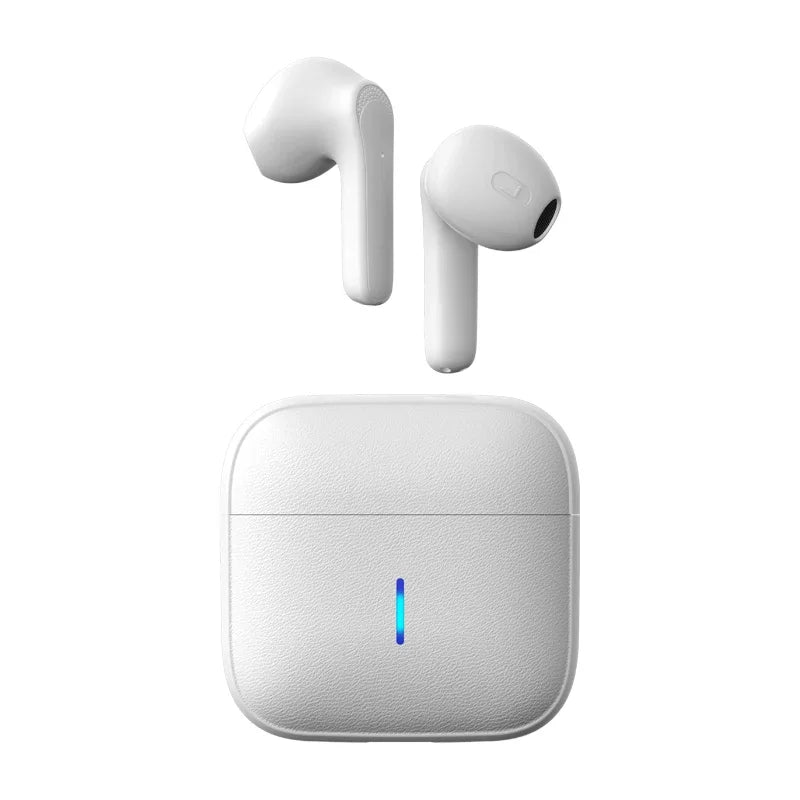 JS59 Wireless Earphones Bluetooth Headphones  5.3 Leather Texture Portable Compact Semi-In-Ear Stylish Audio Accessory