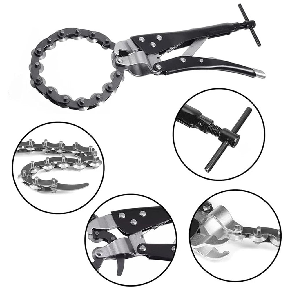 Exhaust Pipe Cutter Tool Chain Tube Cutter Lock-grip Pliers Pipe Wrench Tool Chain Exhaust Pipe Cutter with Multi Wheel Blade