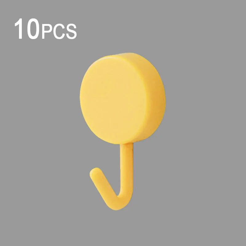 10Pcs Self Adhesive Wall Hook Strong Without Drilling Coat Bag Bathroom Door Kitchen Towel Hanger Hooks Home Storage Accessories