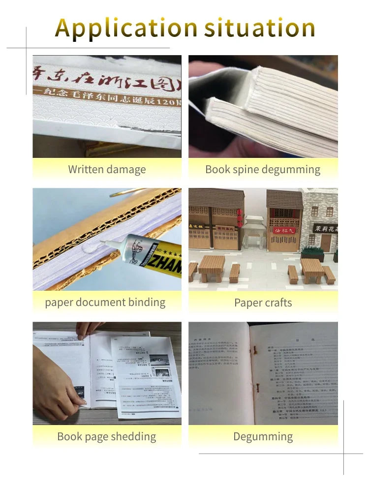 Zhanlida 15/50/80ML Book Repair Glue Transparent Adhesive DIY Paper Crafts 3D Book Student Stationery Binding Textbook Diary