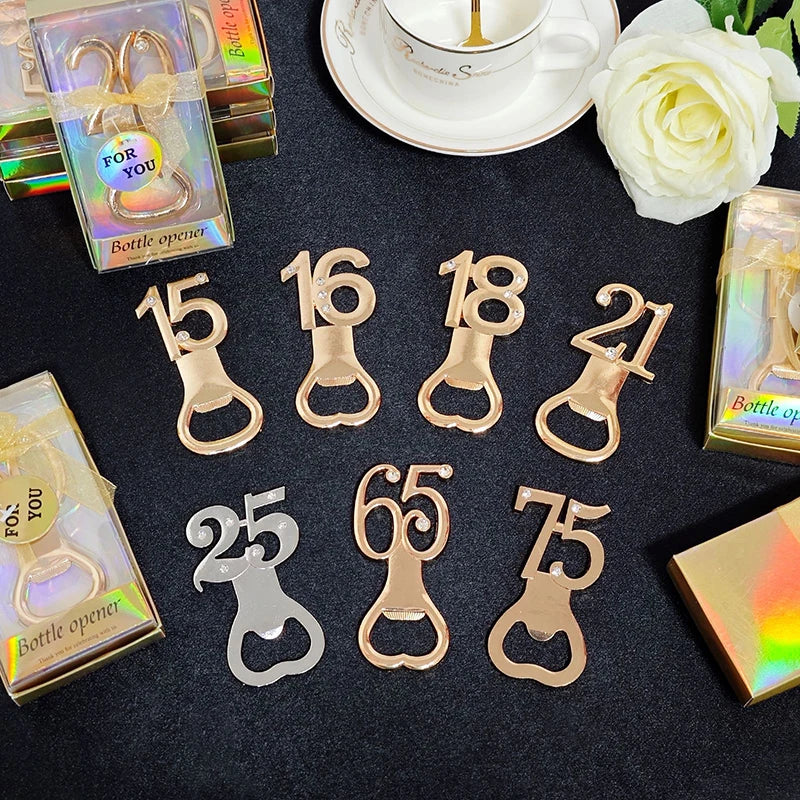 30/40/50/60/70/80 Number Shape Bottle Opener For Birthday Party Wedding Anniversary Souvenir Gift Kitchen Gadget