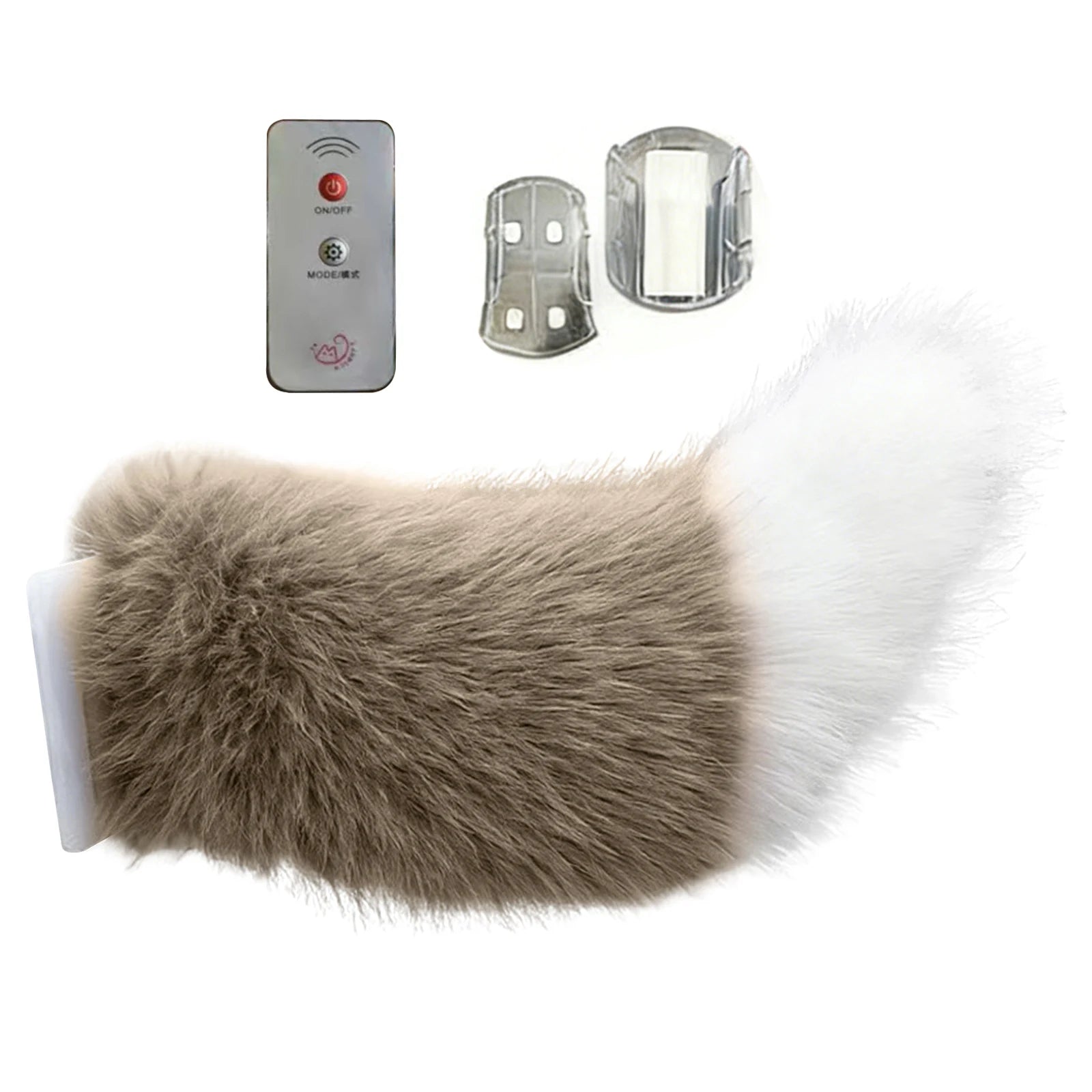 Remote Control Electric Wagging Fox Tail for Scooter Plush Faux Fur Car Rear Decoration Moving Animal Tail Accessory