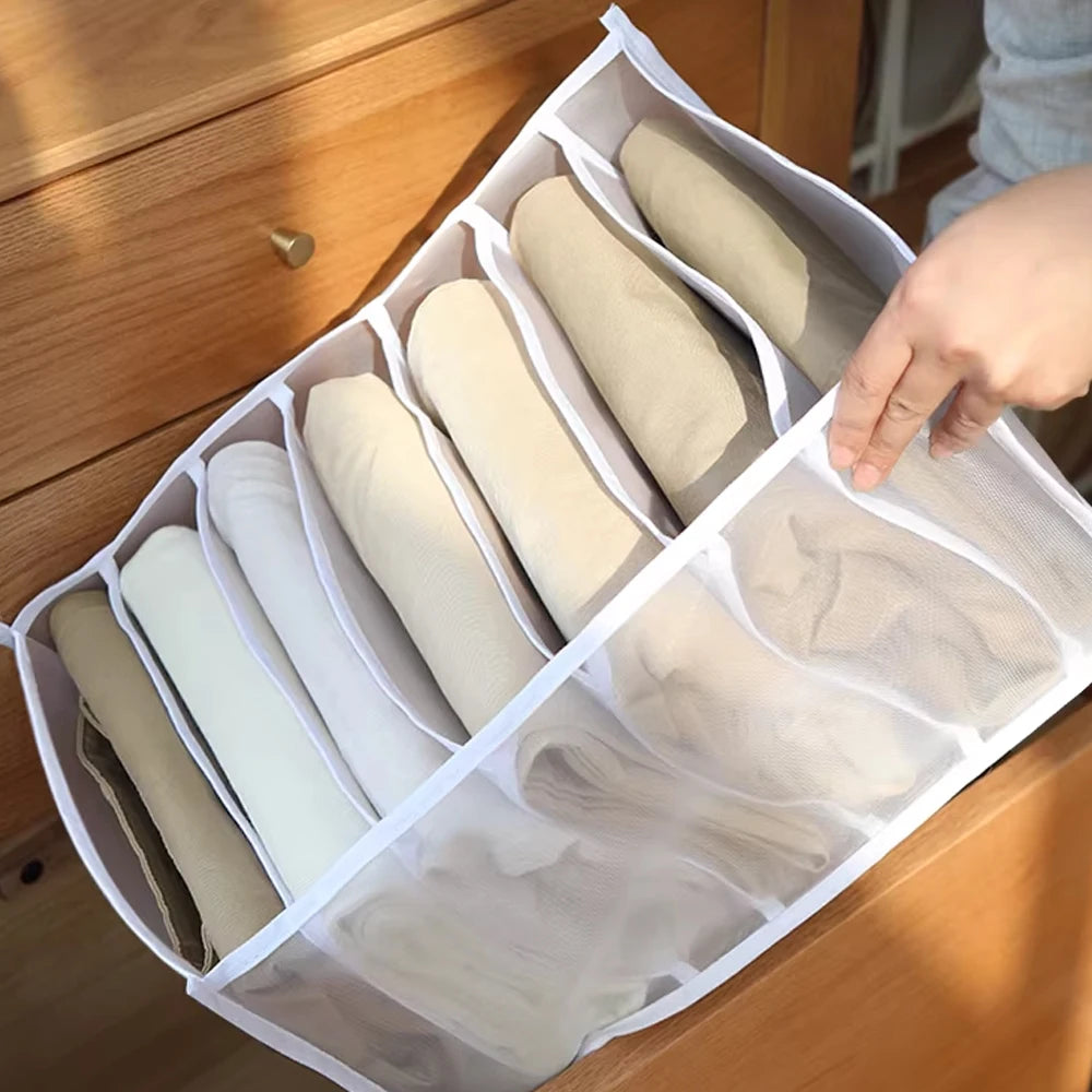 7 Grids Closet Clothes Storage Boxes Foldable Jeans Pants Storage Box Cabinet Drawer Organizer Jeans Socks Separation Organizer