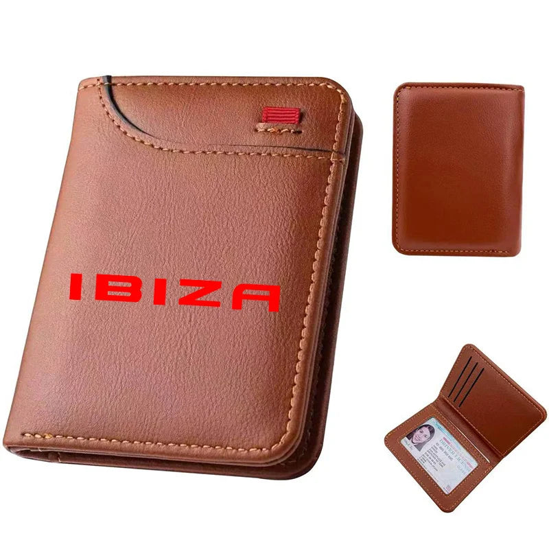 Leather Ultra-thin Mini PU Carbon Fiber Credit Card Holder Men Wallets Men For Seat Ibiza Ateca Arona Auto accessories interior