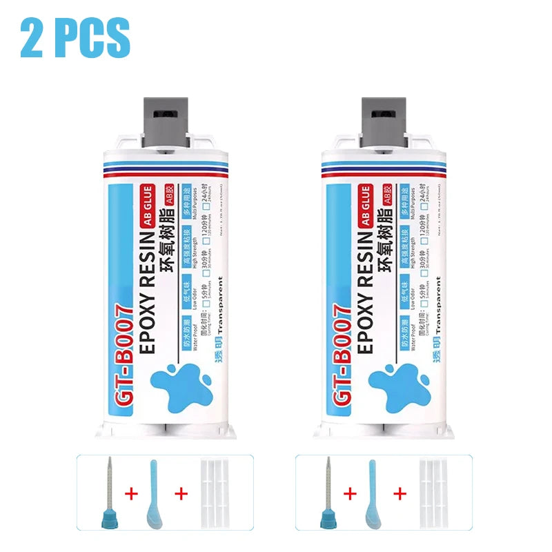 QuickDry Transparent Casting Glue High Strength Epoxy AB Adhesive Waterproof Gel for Metal and Plastic Repair 50ml/pc