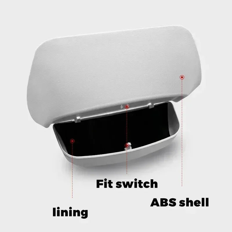 For Tesla Model Y/3/3+ Car Roof Glasses Box Sunglasses Storage Box Sun Visor Clip Card Storage Car Modification Accessories