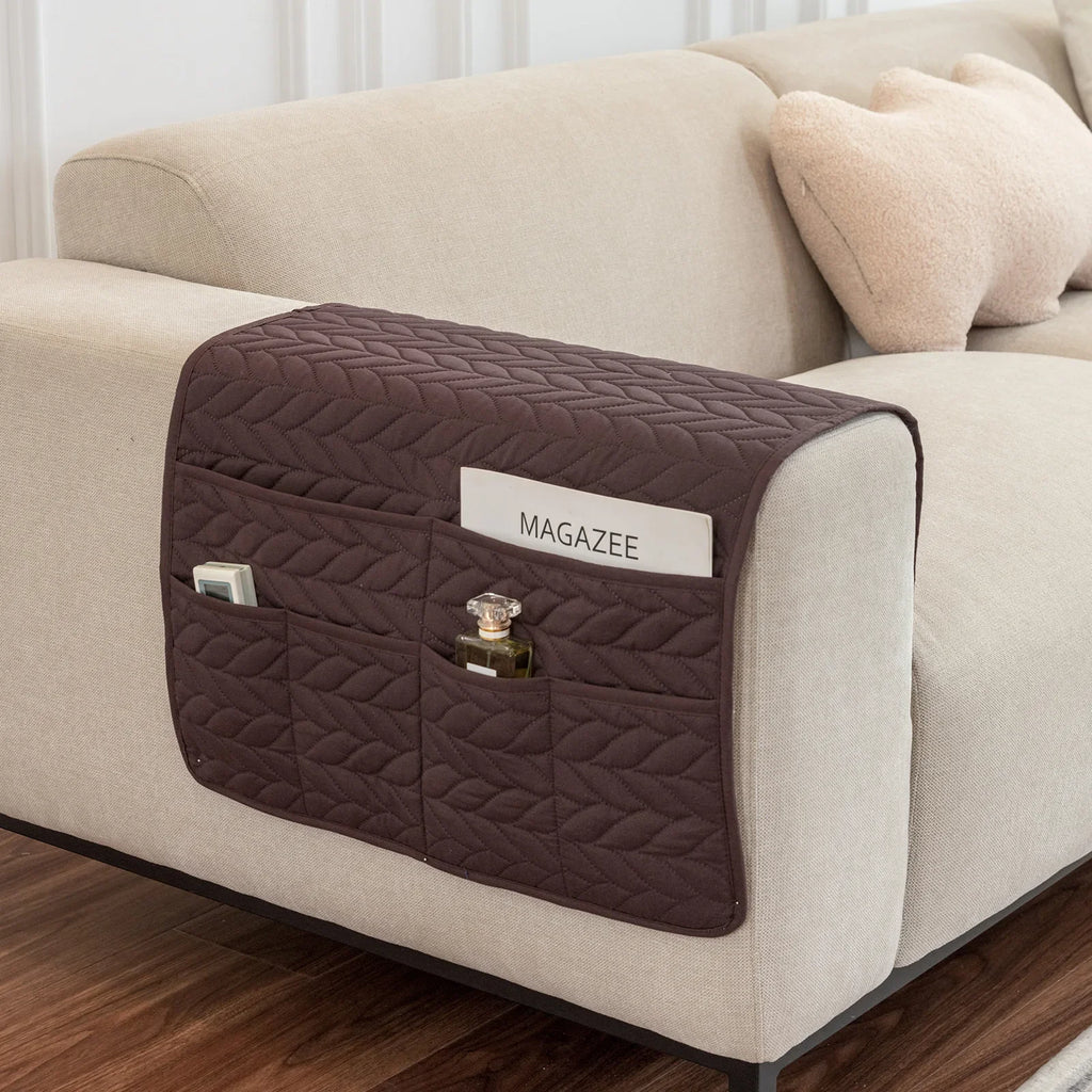 New Sofa Hand Towel with Storage Pocket Magazine Remote Control Sofa Recliner Armrest Clutter Management Bag