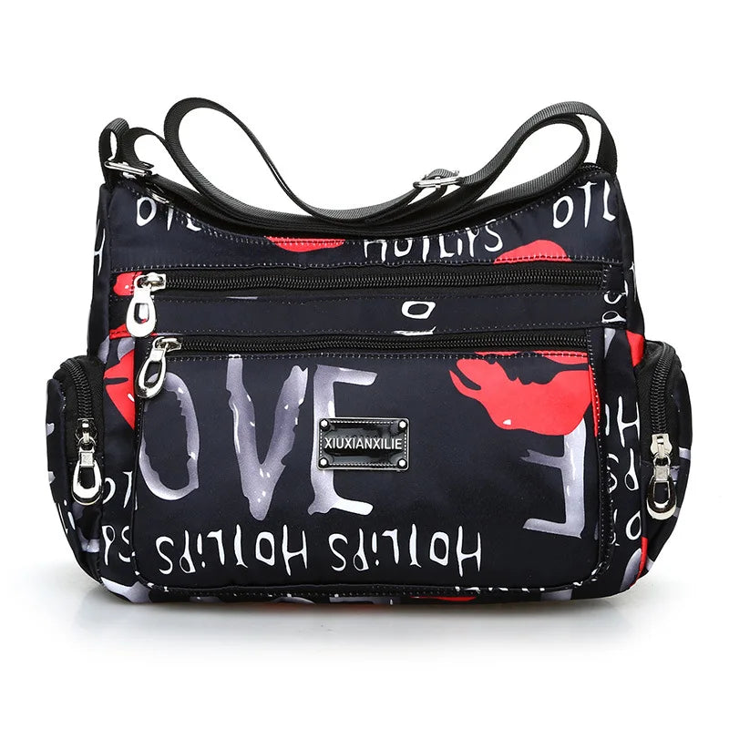 Lightweight Nylon Crossbody Bags for Women Multi-Pattern Shoulder Purses for Daily, Travel Casual Outings with Adjustable Straps