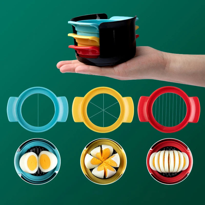 3 in 1 Kitchen Egg Tool Set Multifunctional Egg Slicer Cutter Divider for Hard Boiled Eggs