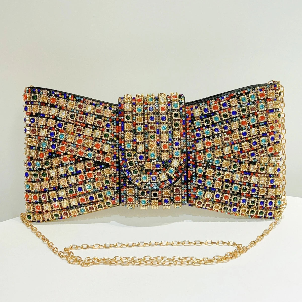 2025 Luxury Bow Design Sequin Dinner Clutches Metal Chain Shoulder Bag Wedding Reception Storage Bag Haute Banquets Evening Bags
